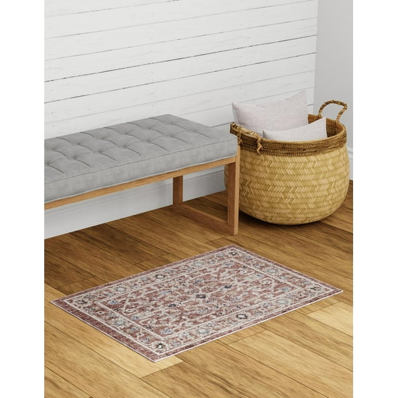 Rugs.com Eco Traditional Collection Rug – 2' x 3' Dusty Rose Medium Rug Perfect For Entryways, Kitchens, Breakfast Nooks, Accent Pieces