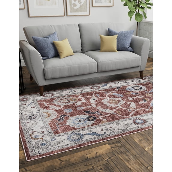 Rugs.com Eco Traditional Collection Rug – 5' x 8' Dusty Rose Medium Rug Perfect For Bedrooms, Dining Rooms, Living Rooms