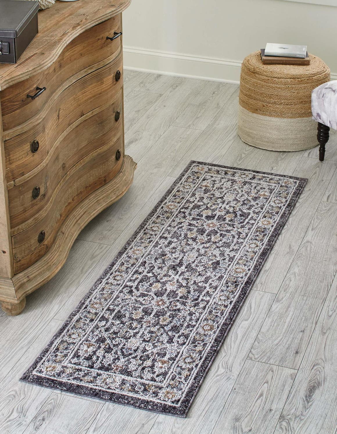 Rugs.com Eco Traditional Collection Rug – 6 Ft Runner Charcoal Gray ...