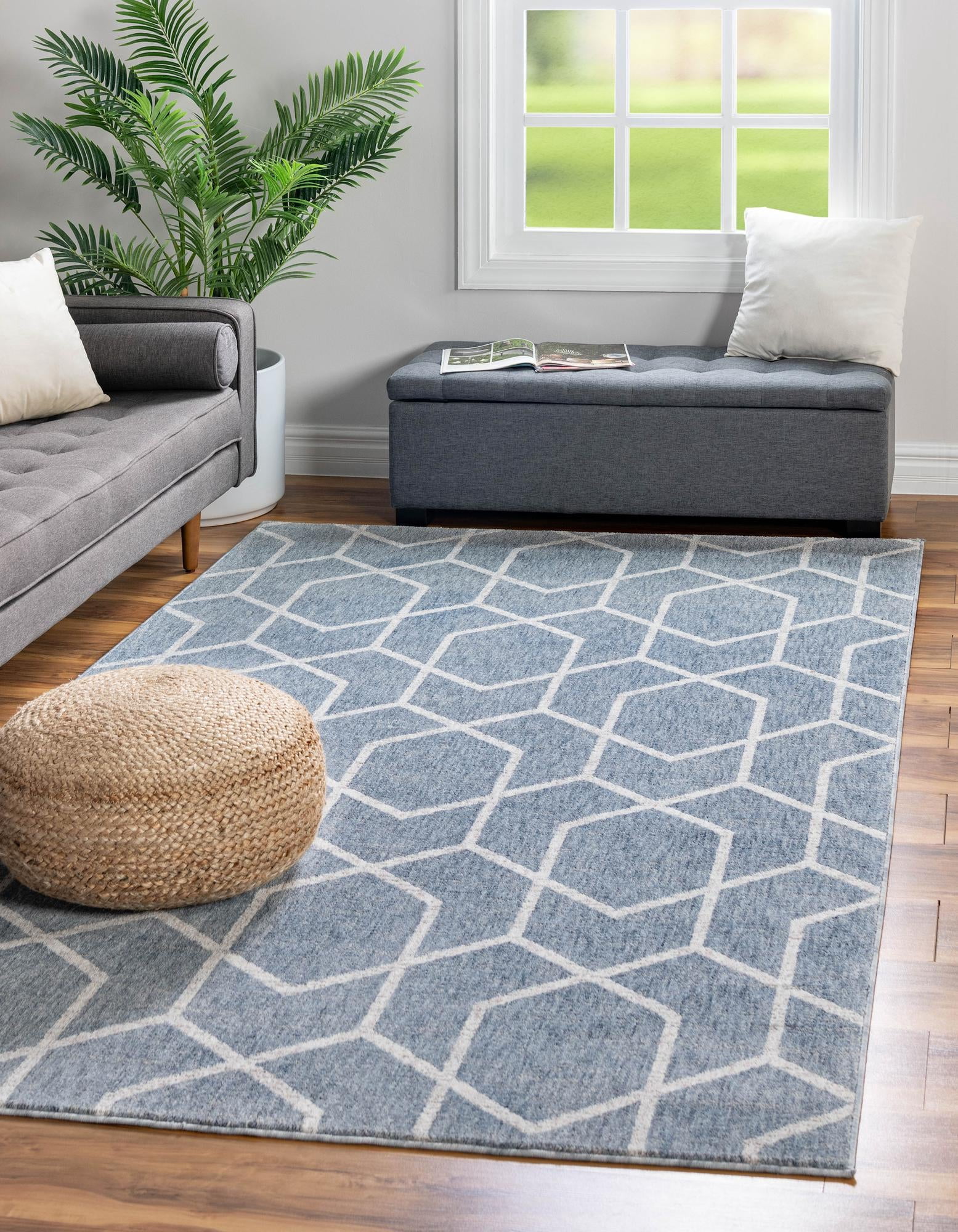 Blue Rug Plan Rugs.com Eco Trellis Collection Rug – 10' x 13' Harbor Blue Medium Rug ...