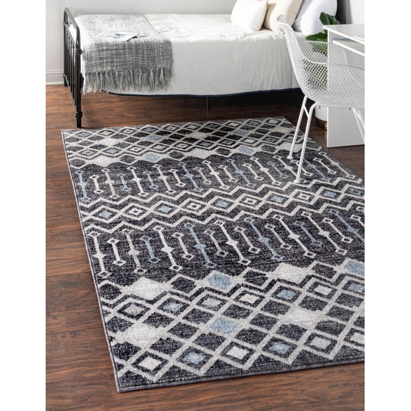 Rugs.com Eco Trellis Collection Rug – 2' x 3' Charcoal Gray Medium Rug Perfect For Entryways, Kitchens, Breakfast Nooks, Accent Pieces