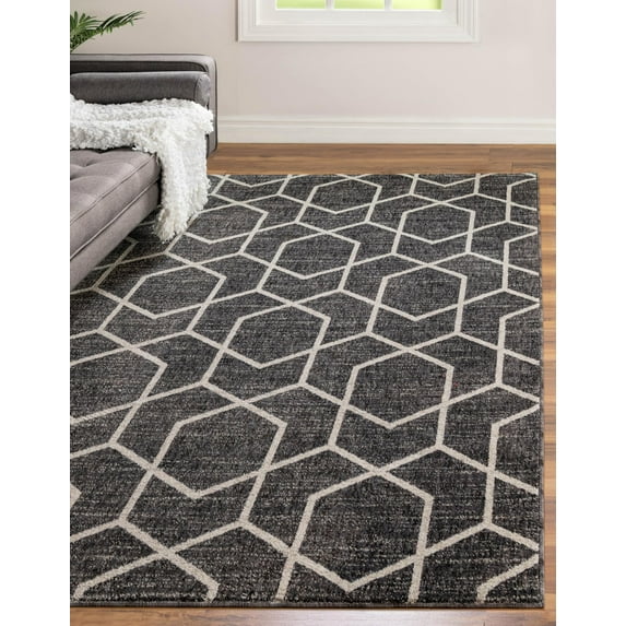 Rugs.com Eco Trellis Collection Rug – 2' x 3' Charcoal Gray Medium Rug Perfect For Entryways, Kitchens, Breakfast Nooks, Accent Pieces