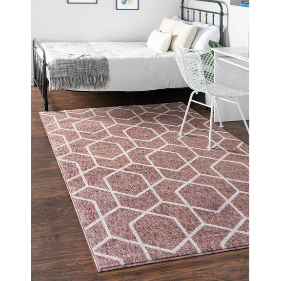 Rugs.com Eco Trellis Collection Rug – 2' x 3' Dusty Rose Medium Rug Perfect For Entryways, Kitchens, Breakfast Nooks, Accent Pieces