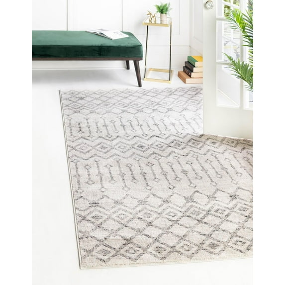Rugs.com Eco Trellis Collection Rug – 2' x 3' Ivory Medium Rug Perfect For Entryways, Kitchens, Breakfast Nooks, Accent Pieces