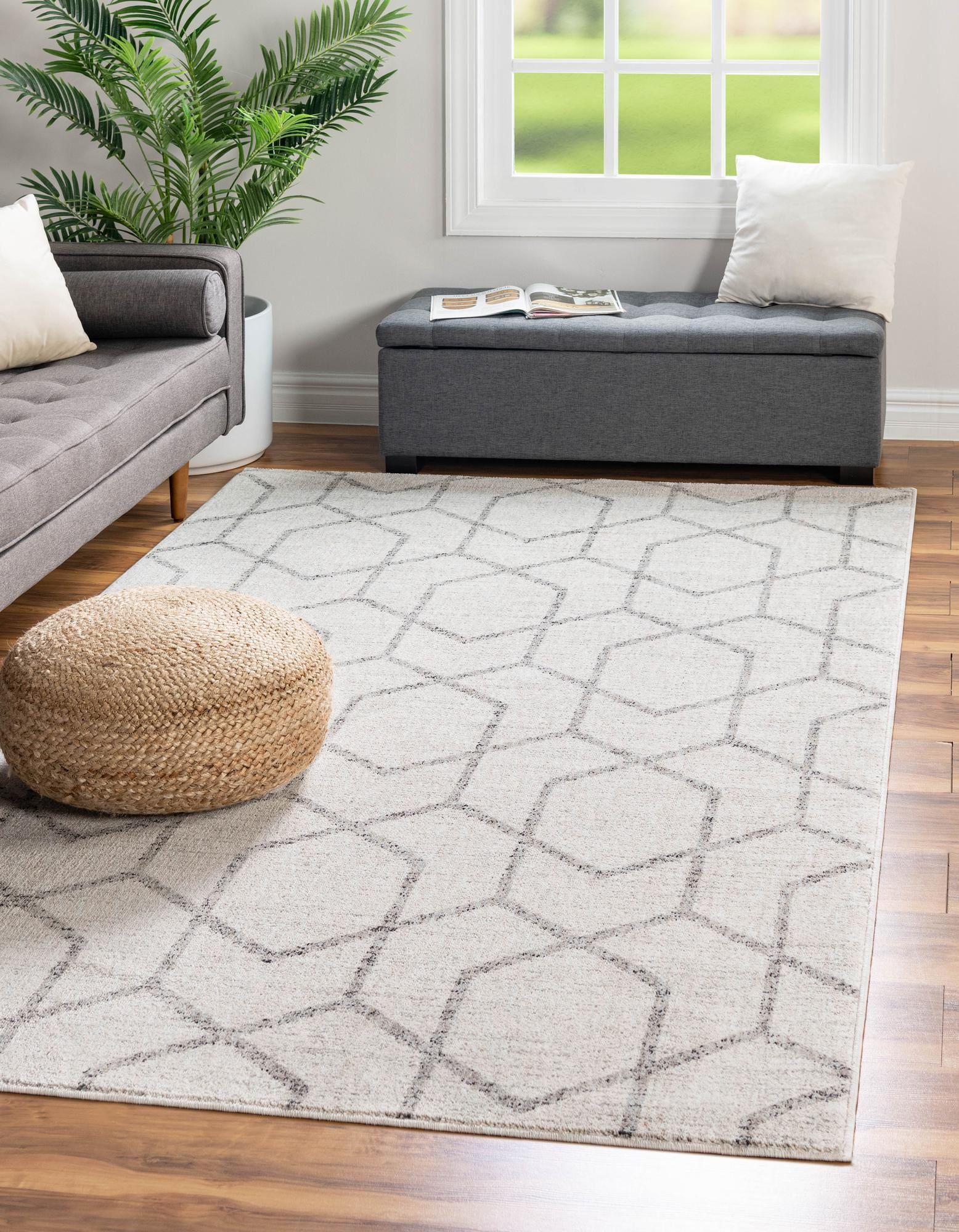 Rugs.com Eco Trellis Collection Rug – 5' x 8' Ivory Medium Rug Perfect ...