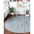 thumbnail image 1 of Rugs.com Eco Trellis Collection Rug – 7 Ft Round Harbor Blue Medium Rug Perfect For Kitchens, Dining Rooms, 1 of 9