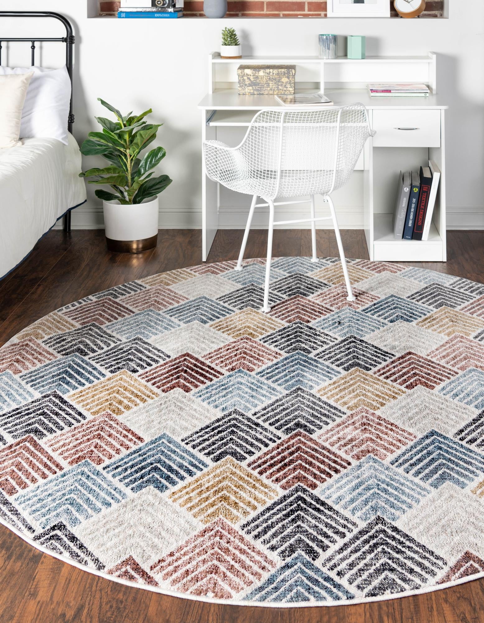 Rugs.com Eco Trellis Collection Rug – 7 Ft Round Multi Medium Rug ...