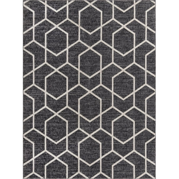 Rugs.com Eco Trellis Collection Rug – 8' x 10' Charcoal Gray Medium Rug Perfect For Living Rooms, Large Dining Rooms, Open Floorplans