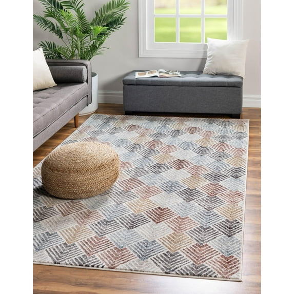 Rugs.com Eco Trellis Collection Rug – 8' x 10' Multi Medium Rug Perfect For Living Rooms, Large Dining Rooms, Open Floorplans