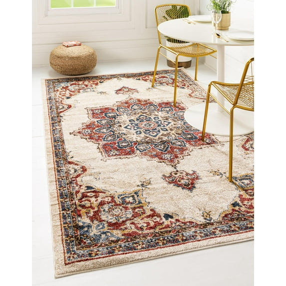 Rugs.com Eden Collection Rug – 5' x 8' Cream Medium Rug Perfect For Bedrooms, Dining Rooms, Living Rooms