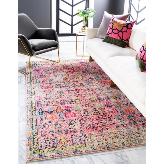 Rugs.com El Paso Collection Rug – 5' x 8' Pink Medium Rug Perfect For Living Rooms, Large Dining Rooms, Open Floorplans