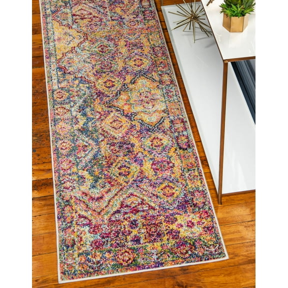 Rugs.com El Paso Collection Rug – 6 Ft Runner Multi Medium Rug Perfect For Hallways, Entryways