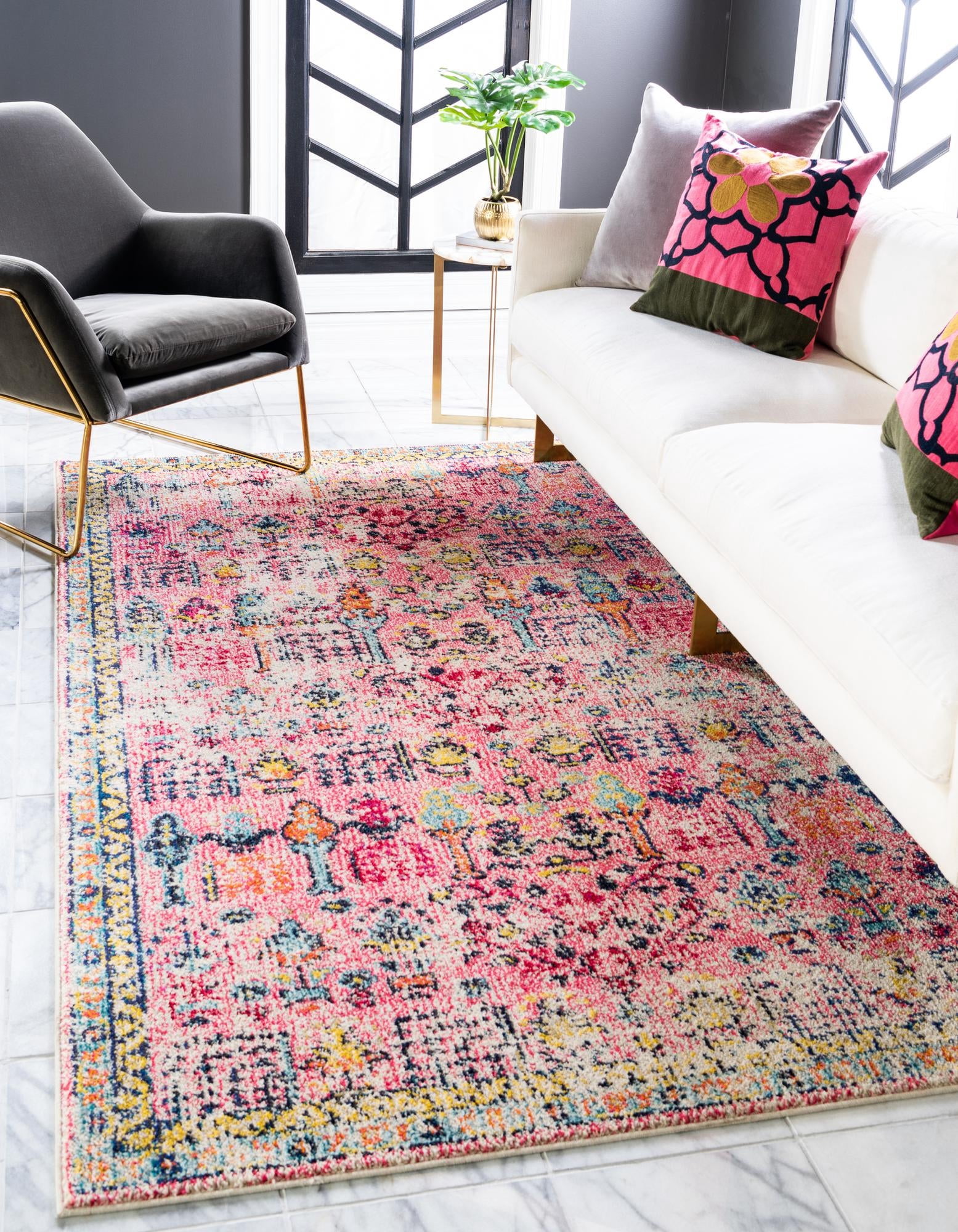 Tinx Living Room Rug Rugs.com El Paso Collection Rug – 8' x 10' Pink Medium Rug Perfect For ...