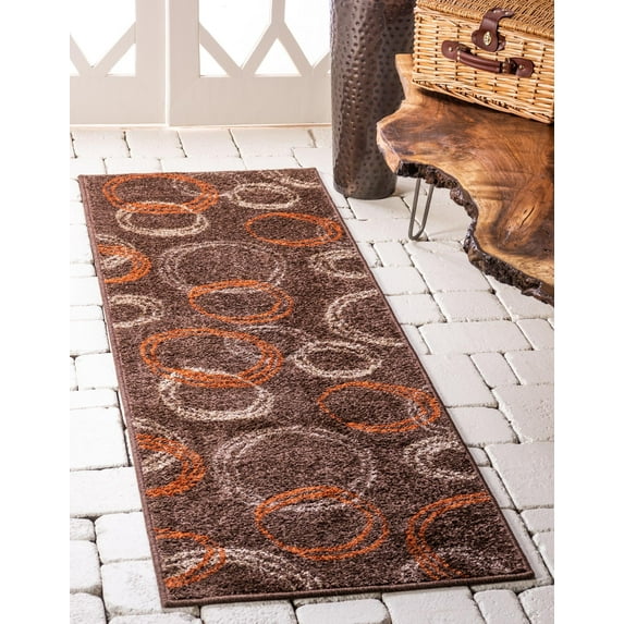 Rugs.com Equinox Collection Rug – 2' 7 x 10' Runner Brown Low Rug Perfect For Hallways, Entryways