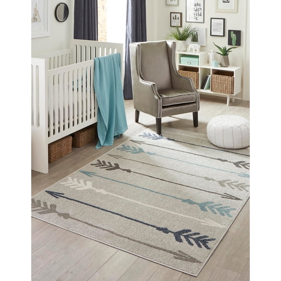 Rugs.com Equinox Collection Rug – 2' x 3' Light Gray Low Rug Perfect For Entryways, Kitchens, Breakfast Nooks, Accent Pieces