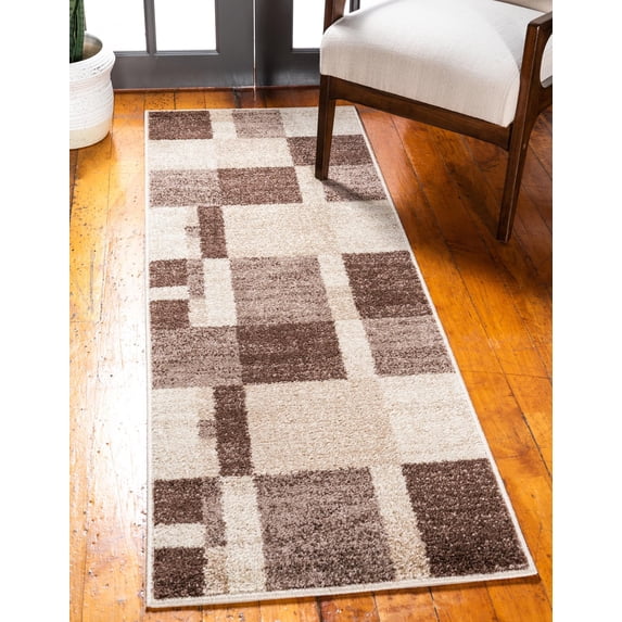 Rugs.com Equinox Collection Rug – 2' x 6' Runner Light Brown Low Rug Perfect For Hallways, Entryways