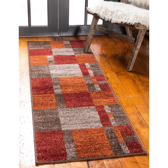 Rugs.com Equinox Collection Rug – 2' x 6' Runner Multi Low Rug Perfect For Hallways, Entryways