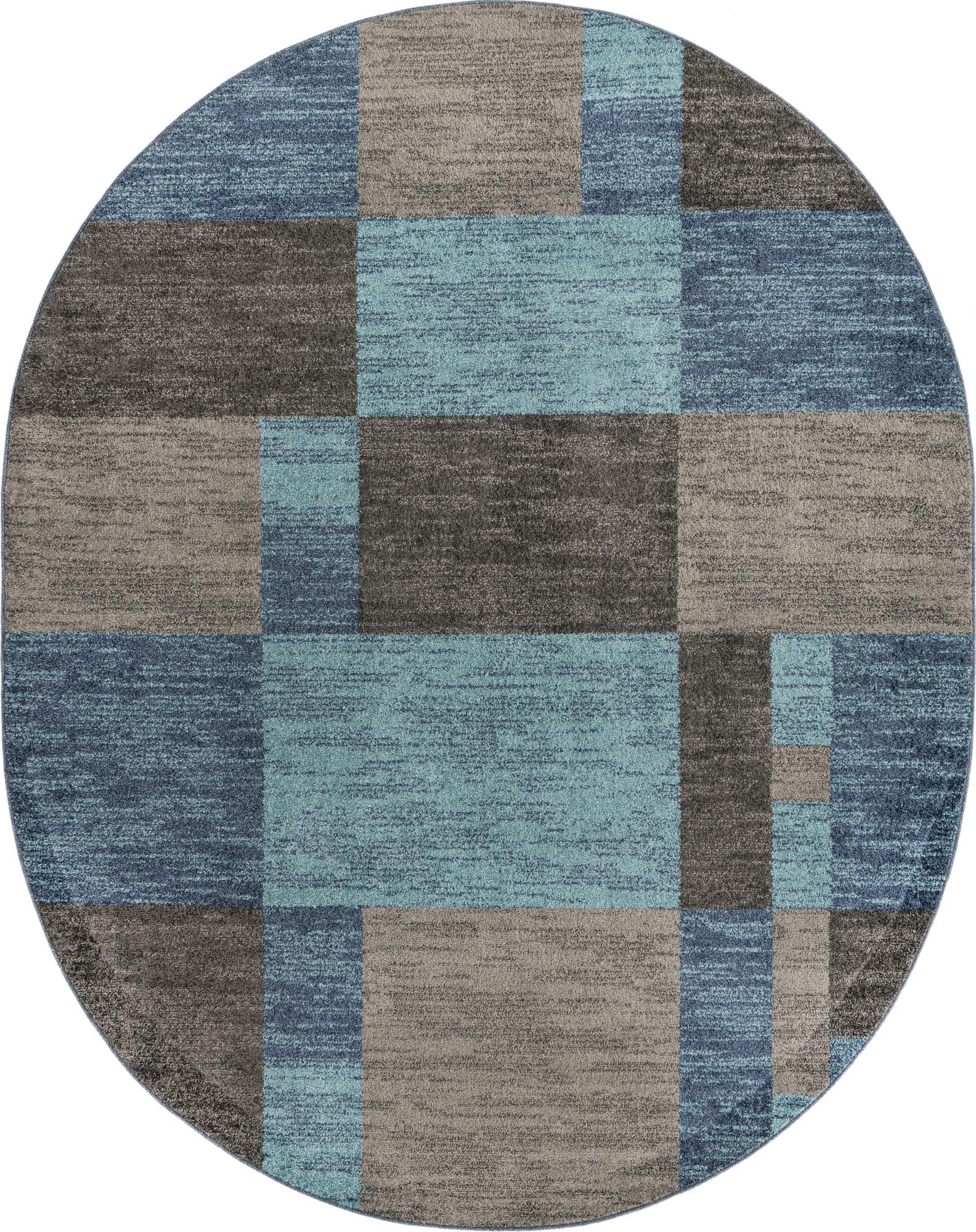 Blue Rug Plan Rugs.com Equinox Collection Rug – 7' 10 x 10' Oval Blue Gray Low Rug ...