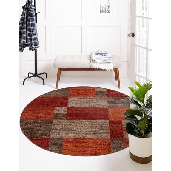 Rugs.com Equinox Collection Rug – 8' Round Multi Low Rug Perfect For Kitchens, Dining Rooms