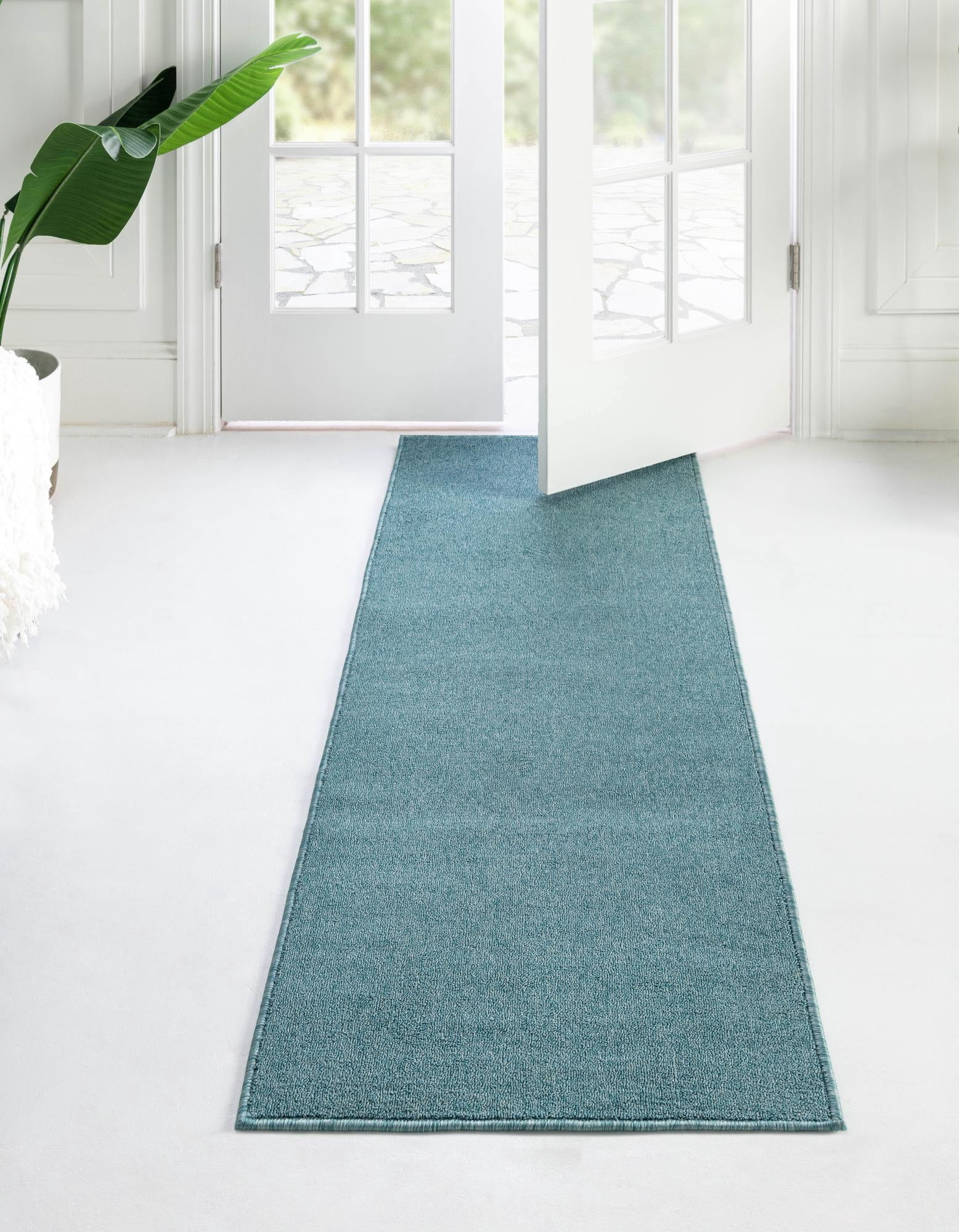 Rugs.com Everyday Solid Collection Rug – 16 Ft Runner Aquamarine Blue ...