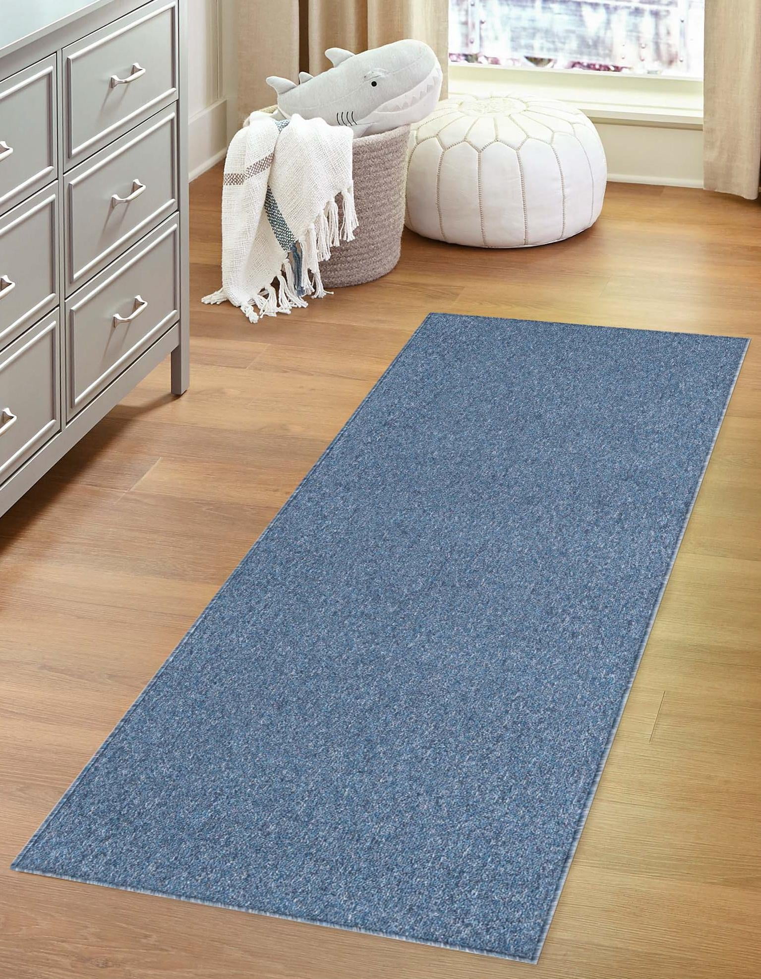 Rugs.com Everyday Solid Collection Rug – 16 Ft Runner Azure Blue Medium ...