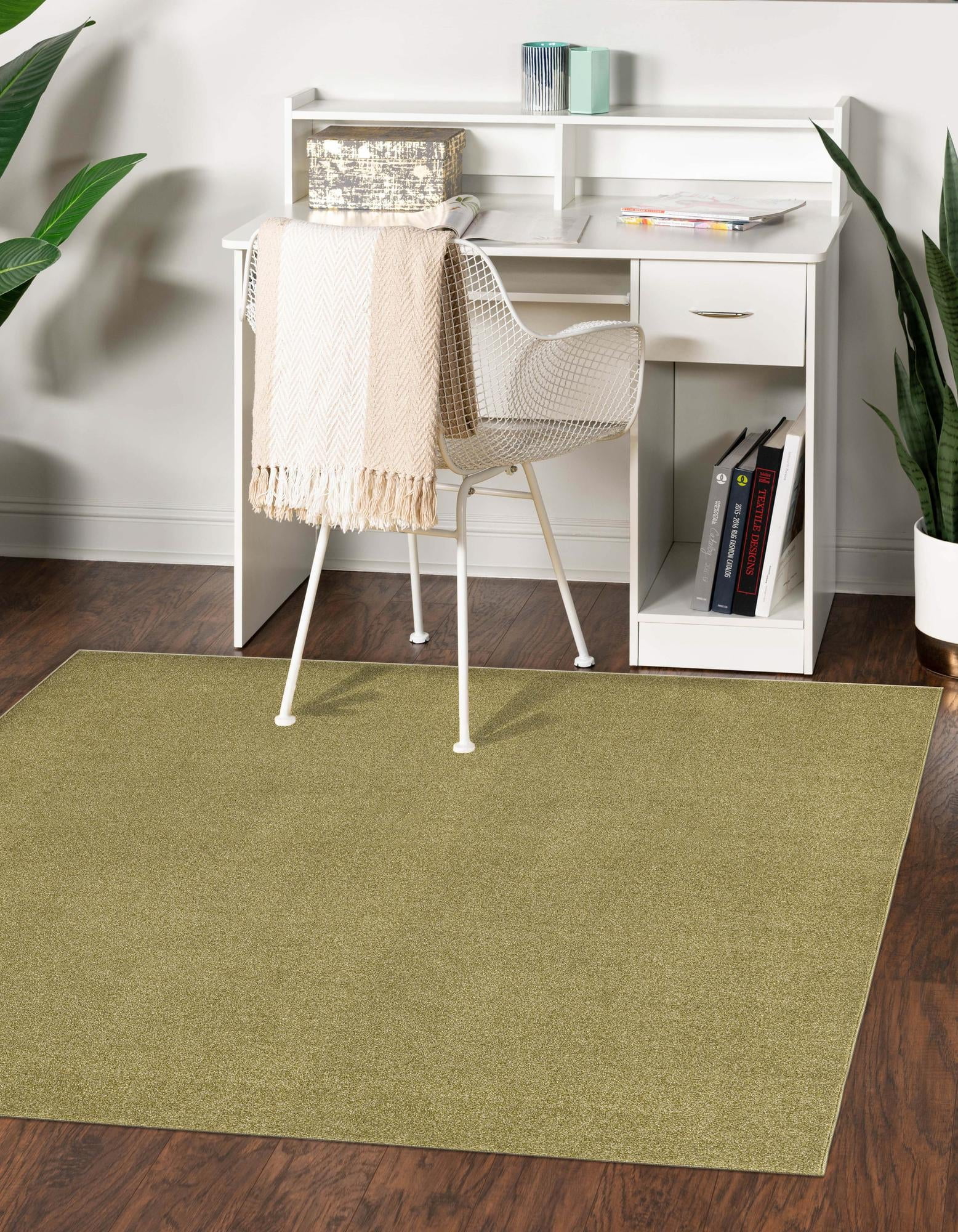 Rugs.com Everyday Solid Collection Rug – 3 Ft Square Fem Green Medium ...