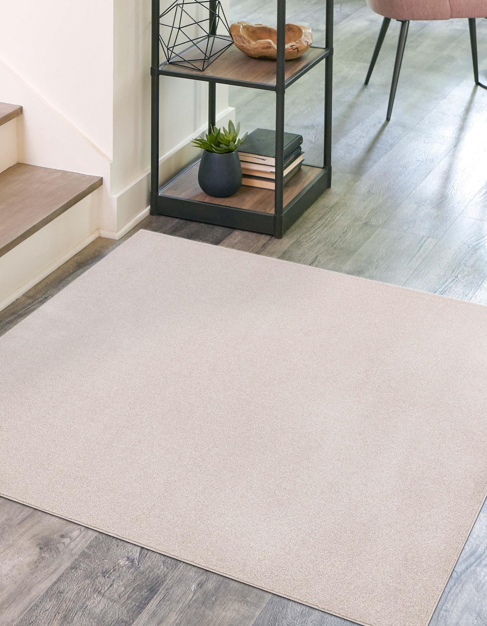 Rugs.com Everyday Solid Collection Rug – 3 Ft Square Sea Salt Ivory ...
