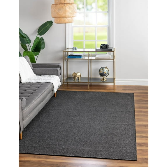 Rugs.com Everyday Solid Collection Rug – 4' x 6' Charcoal Medium Rug Perfect For Entryways, Kitchens, Breakfast Nooks, Accent Pieces