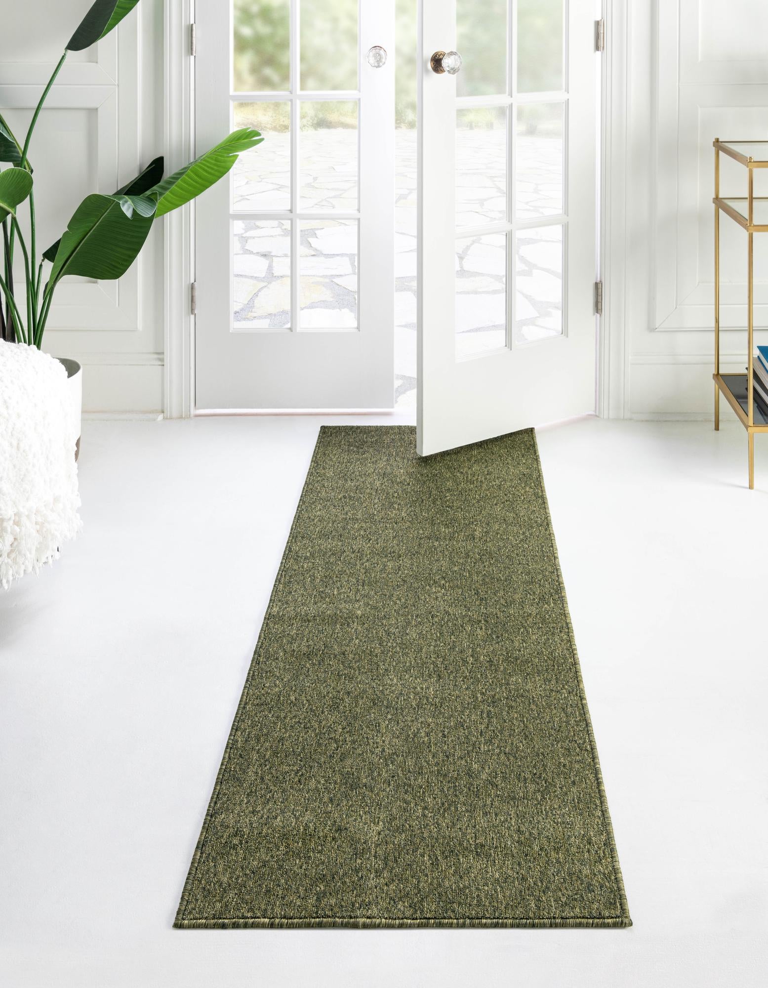 Rugs.com Everyday Solid Collection Rug – 8 Ft Runner Pickle Green ...