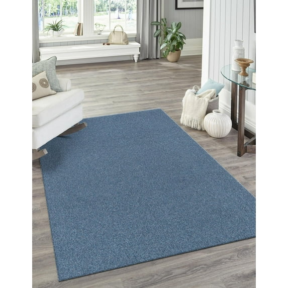 Rugs.com Everyday Solid Collection Rug – 8' x 11' Azure Blue Medium Rug Perfect For Living Rooms, Large Dining Rooms, Open Floorplans