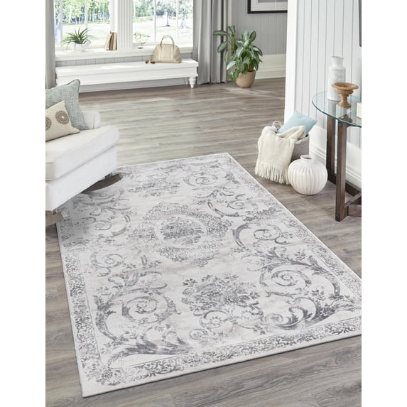 Rugs.com Finsbury Collection Rug – 2' x 3' Gray Medium Rug Perfect For Living Rooms, Large Dining Rooms, Open Floorplans
