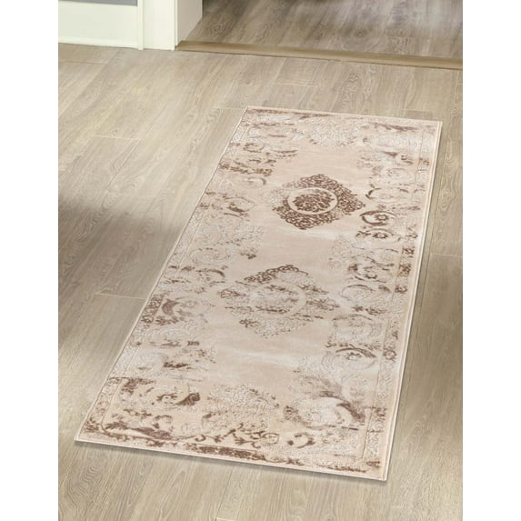 Rugs.com Finsbury Collection Rug – 2' x 6' Runner Beige Medium Rug Perfect For Living Rooms, Large Dining Rooms, Open Floorplans