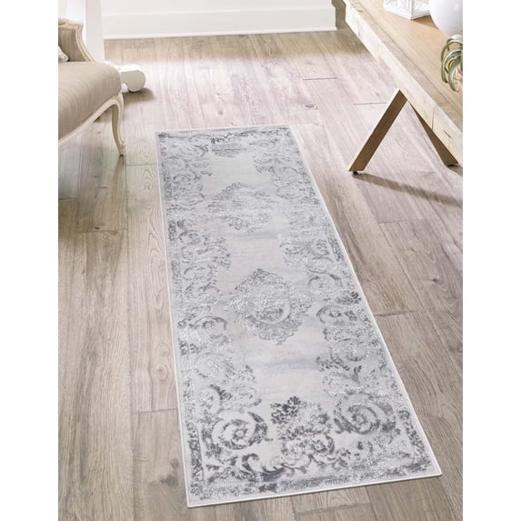 Rugs.com Finsbury Collection Rug – 2' x 6' Runner Gray Medium Rug Perfect For Living Rooms, Large Dining Rooms, Open Floorplans