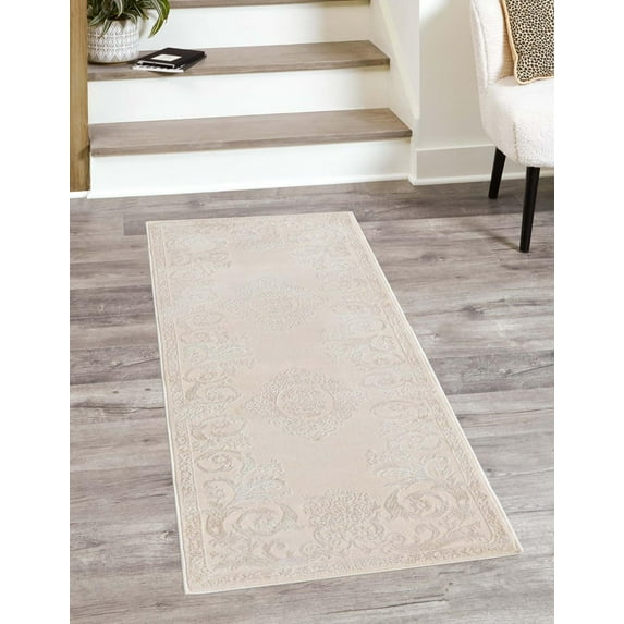 Rugs.com Finsbury Collection Rug – 2' x 8' Runner Ivory Medium Rug Perfect For Living Rooms, Large Dining Rooms, Open Floorplans
