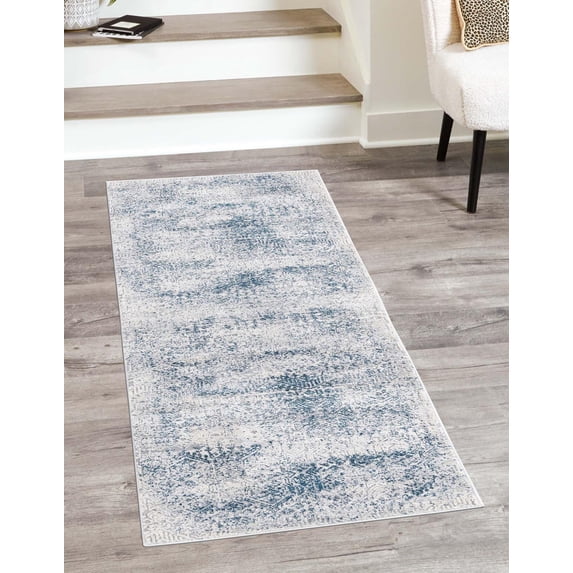Rugs.com Finsbury Collection Rug – 2' x 9' 10 Runner Blue Medium Rug Perfect For Living Rooms, Large Dining Rooms, Open Floorplans
