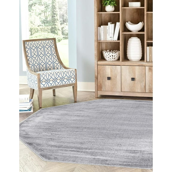 Rugs.com Finsbury Collection Rug – 5' 3 Octagon Gray Medium Rug Perfect For Living Rooms, Kitchens, Entryways