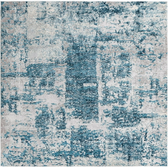 Rugs.com Finsbury Collection Rug – 7' 10 Square Blue Medium Rug Perfect For Living Rooms, Kitchens, Entryways