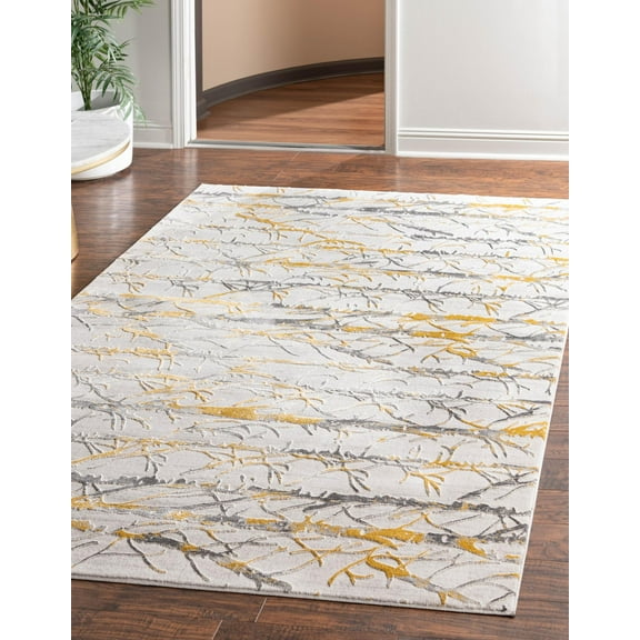 Rugs.com Finsbury Collection Rug – 7' 10 x 10' Yellow And Gray Medium Rug Perfect For Living Rooms, Large Dining Rooms, Open Floorplans