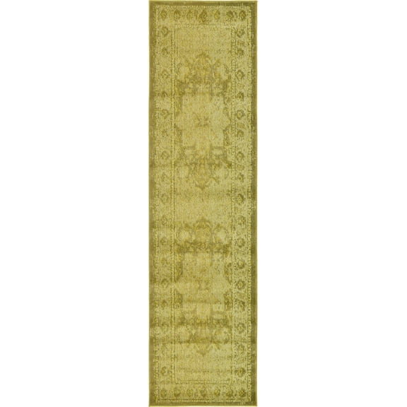 Rugs.com Fleur Collection Rug – 10 Ft Runner Beige Medium-Pile Rug Perfect For Hallways, Entryways