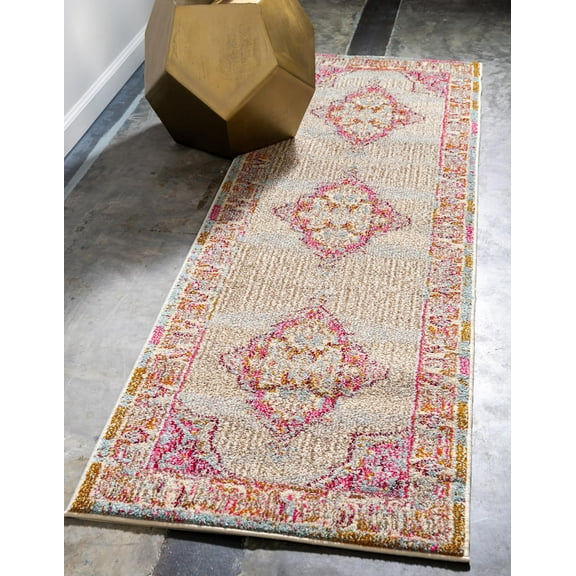 Rugs.com Fleur Collection Rug – 10 Ft Runner Light Blue Medium-Pile Rug Perfect For Hallways, Entryways