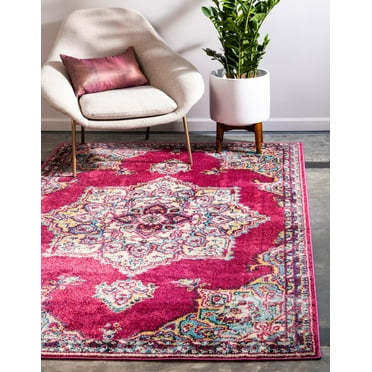 Rugs.com Fleur Collection Rug – 3' x 5' Pink Medium-Pile Rug Perfect For Entryways, Kitchens, Breakfast Nooks, Accent Pieces