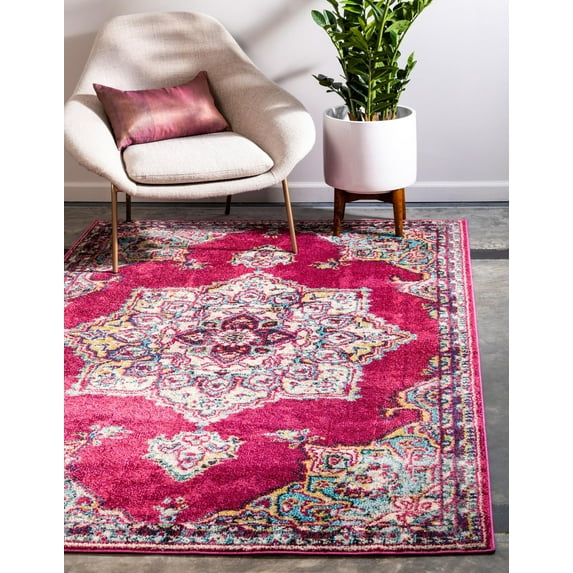 Rugs.com Fleur Collection Rug – 3' x 5' Pink Medium-Pile Rug Perfect For Entryways, Kitchens, Breakfast Nooks, Accent Pieces