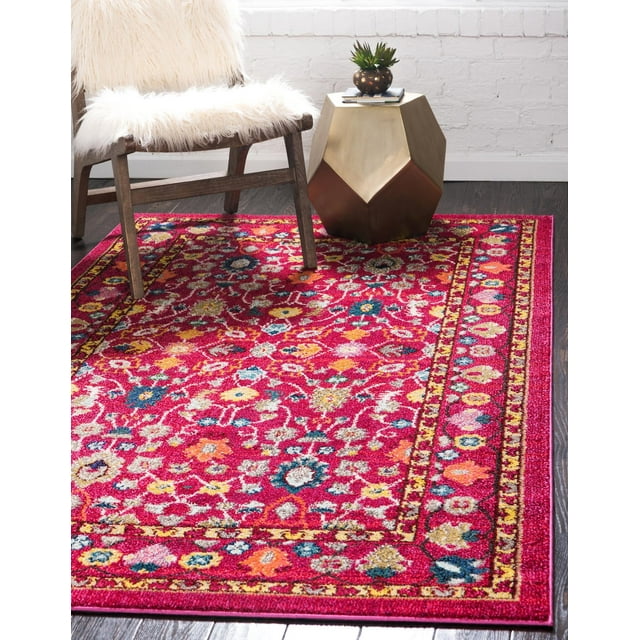 Rugs.com Fleur Collection Rug – 5' x 8' Pink Medium-Pile Rug Perfect ...