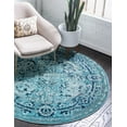thumbnail image 1 of Rugs.com Fleur Collection Rug – 8' Round Light Blue Medium-Pile Rug Perfect For Kitchens, Dining Rooms, 1 of 9