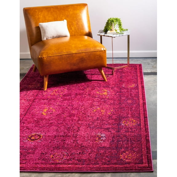 Rugs.com Fleur Collection Rug – 9' x 12' Red Medium-Pile Rug Perfect For Living Rooms, Large Dining Rooms, Open Floorplans