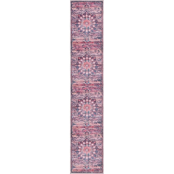 Rugs.com Francesca Collection Washable Rug – 10 Ft Runner Brick Flatweave Rug Perfect For Hallways, Entryways