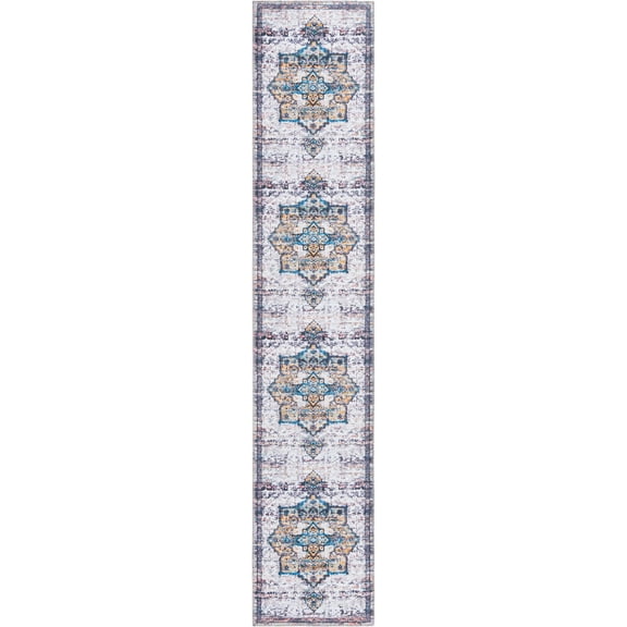 Rugs.com Francesca Collection Washable Rug – 10 Ft Runner Sea Salt White Flatweave Rug Perfect For Hallways, Entryways