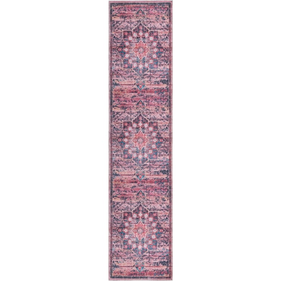Rugs.com Francesca Collection Washable Rug – 12 Ft Runner Brick Flatweave Rug Perfect For Hallways, Entryways