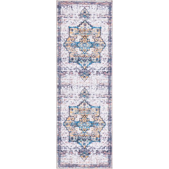 Rugs.com Francesca Collection Washable Rug – 6 Ft Runner Sea Salt White Flatweave Rug Perfect For Hallways, Entryways
