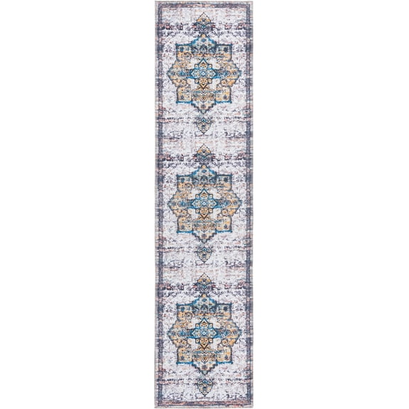 Rugs.com Francesca Collection Washable Rug – 8 Ft Runner Sea Salt White Flatweave Rug Perfect For Hallways, Entryways